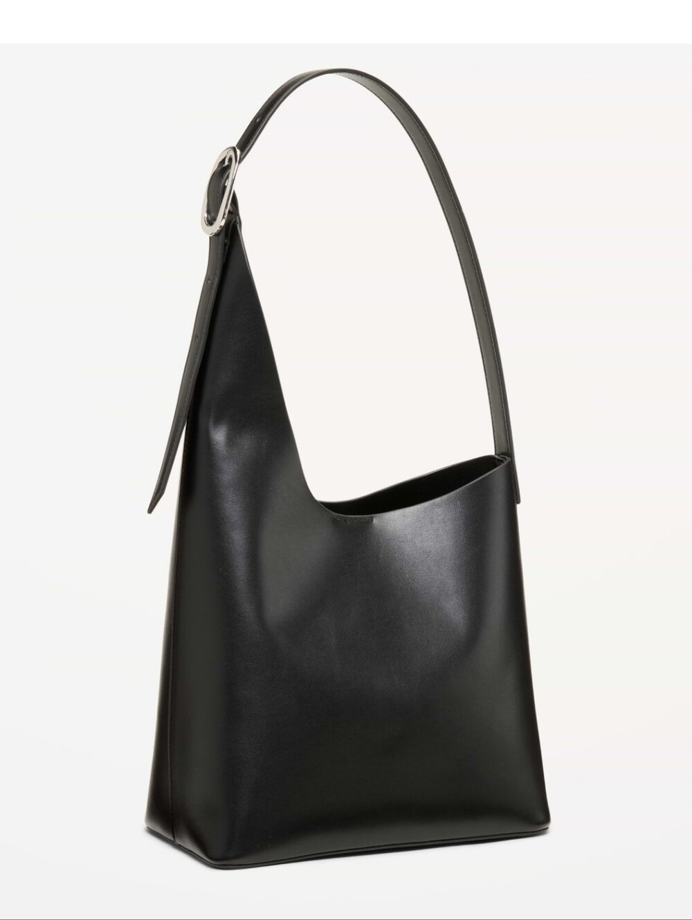 OLD NAVY Minimalist Black Vegan  Leather Shoulder Bag with Adjustable Strap
